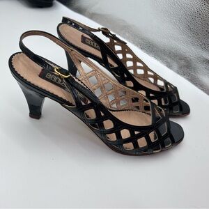 Bandolino Black Patent Cutout Slingback Heels
